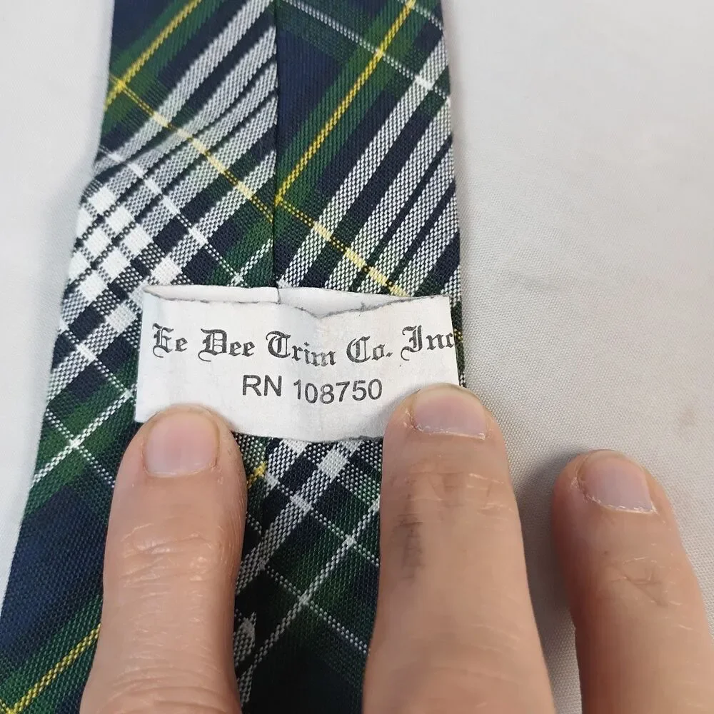 Kids Plaid Green Blue Preppy‎ Boy's Skinny Neck Tie RN 108750 Uniform NO CLIP